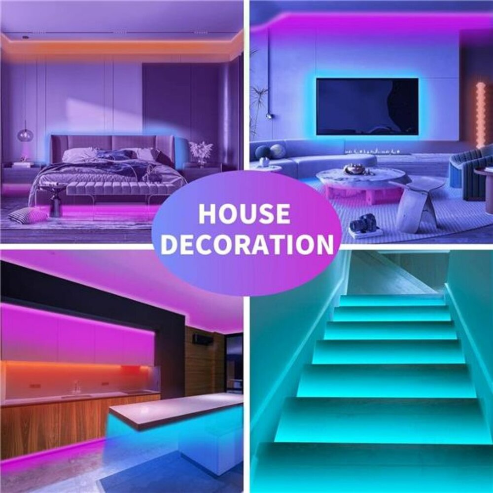 100ft RGB LED Strip Lights Music Sync Color Changing with App Remote Control - Picture 2 of 7